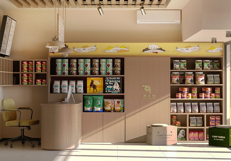布丁寵物店全套裝修設計，社區精品寵物店定制
